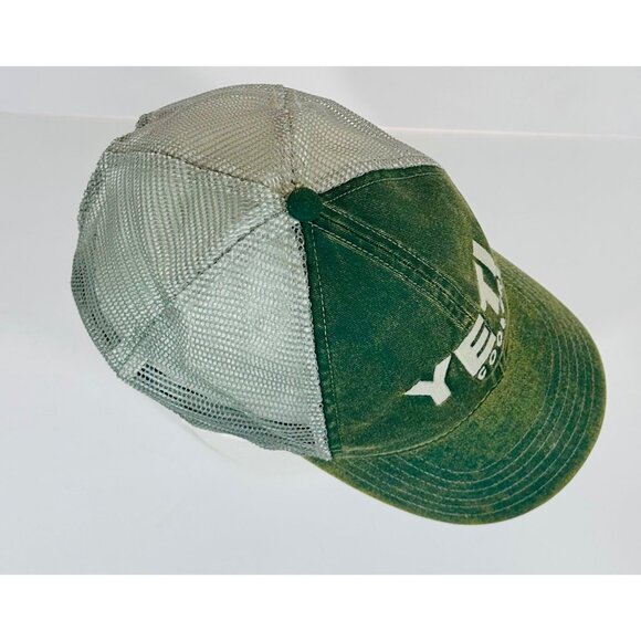 Yeti Coolers Green Mesh Trucker Hat Adjustable Snapback Distressed Unisex Cap - Picture 9 of 11